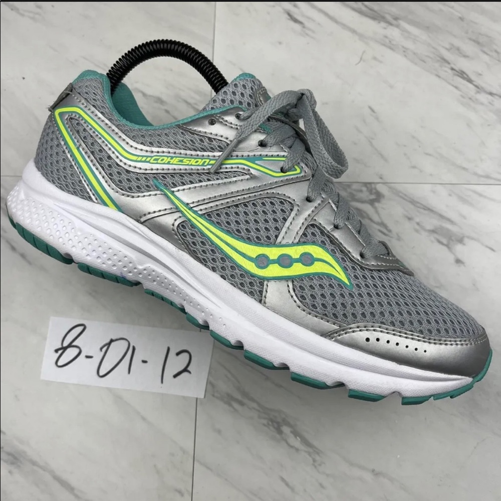 -Saucony Women's 8 Cohesion 11 Running Shoes Silver Blue S10420-11